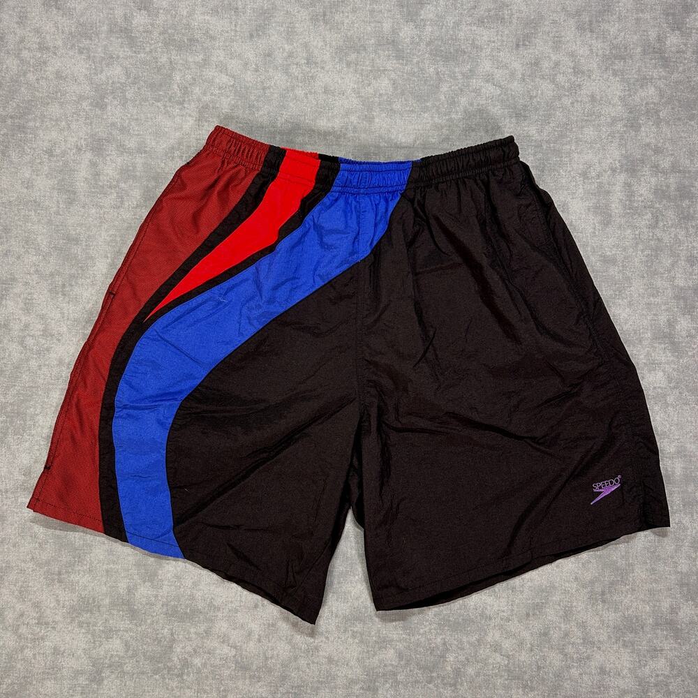 VTG 90s Speedo colorblock summer surfwear retro board shorts lined mens Large